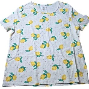 White Stag Lemon Print Tee, White, Women's Size Large, 12/14